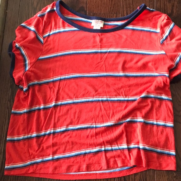 red and black striped shirt